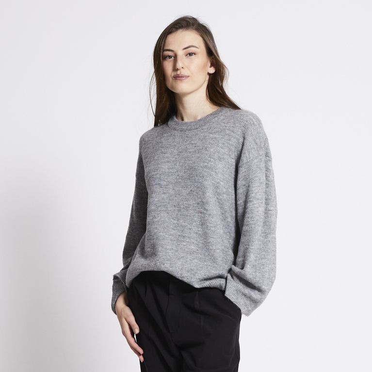 Basic knit sweater "Cathrine" Dk Grey melange